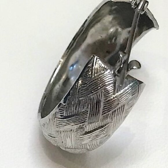 silver tone vintage steel hoops - Picture 3 of 5